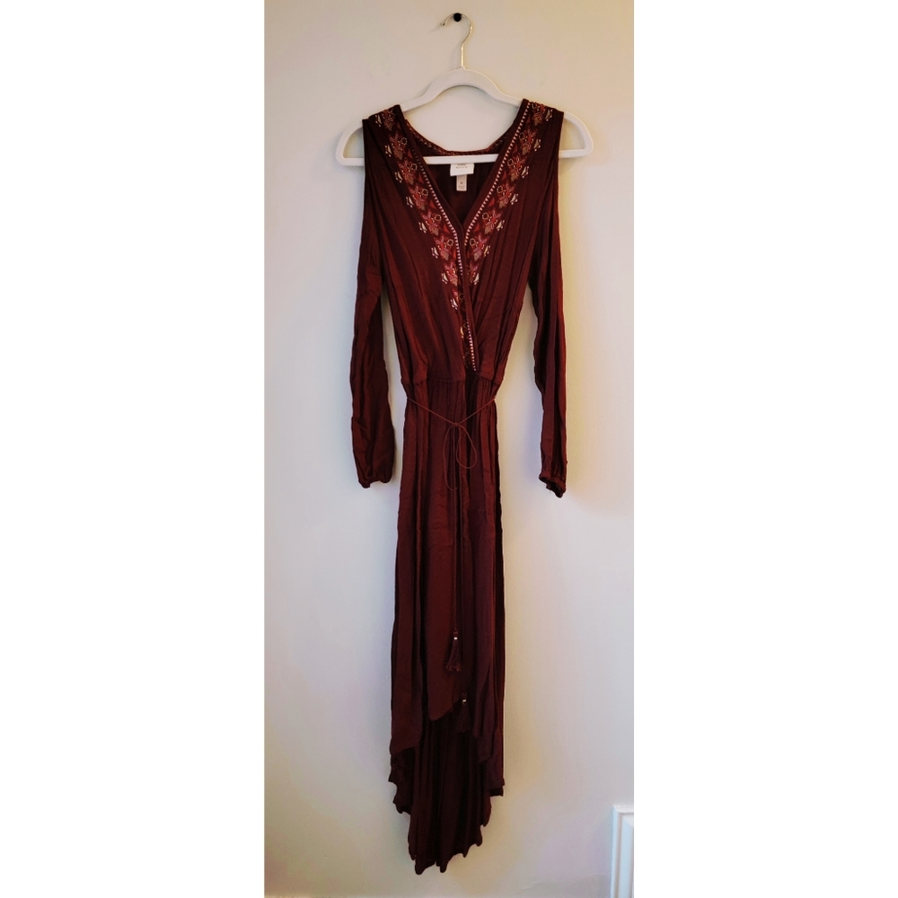 Knox Rose Maroon and Gold High Low Dress